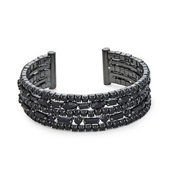 Simply Vera Vera Wang Black Tone Statement Stone Cuff Bracelet