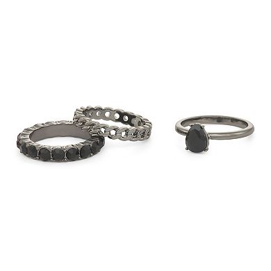 Simply Vera Vera Wang Black Tone Stone Stacked Ring Trio Set