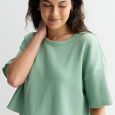 Juniors' SO® Waffle Scoop Neck Tee