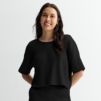 Juniors' SO® Waffle Scoop Neck Tee