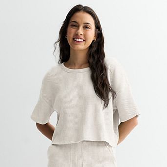 Juniors' SO® Waffle Scoop Neck Tee