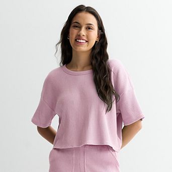 Juniors' SO® Waffle Scoop Neck Tee