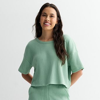 Juniors' SO® Waffle Scoop Neck Tee