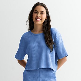 Juniors' SO® Waffle Scoop Neck Tee