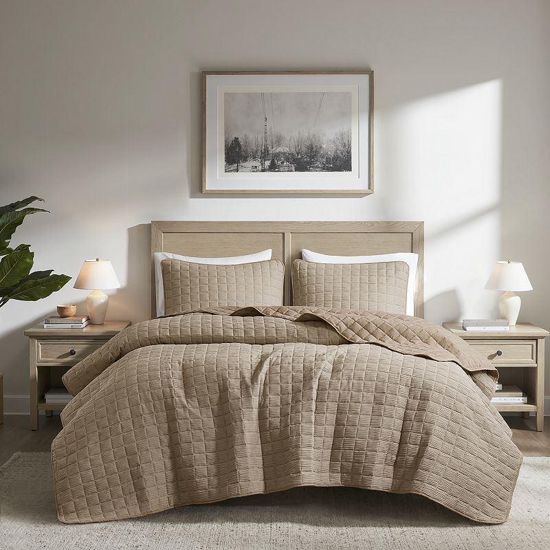 510 Design Solid Crinkle All-Season Quilt Set with Shams, Green