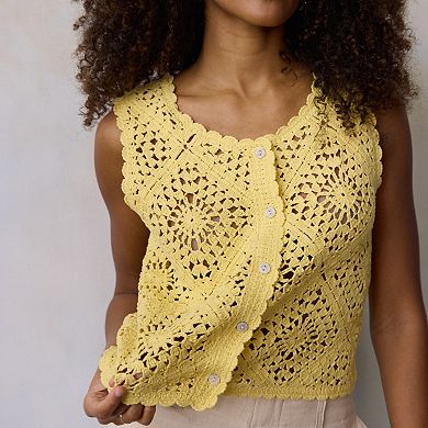 Petite LC Lauren Conrad Crochet Vest