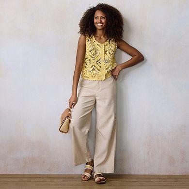 Petite LC Lauren Conrad Crochet Vest