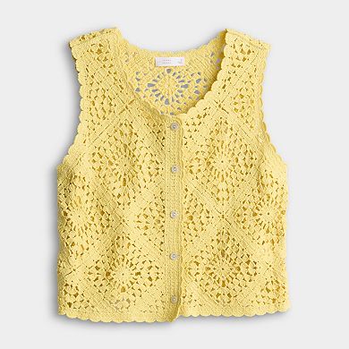Petite LC Lauren Conrad Crochet Vest
