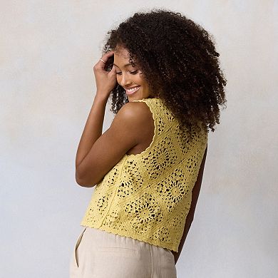 Petite LC Lauren Conrad Crochet Vest