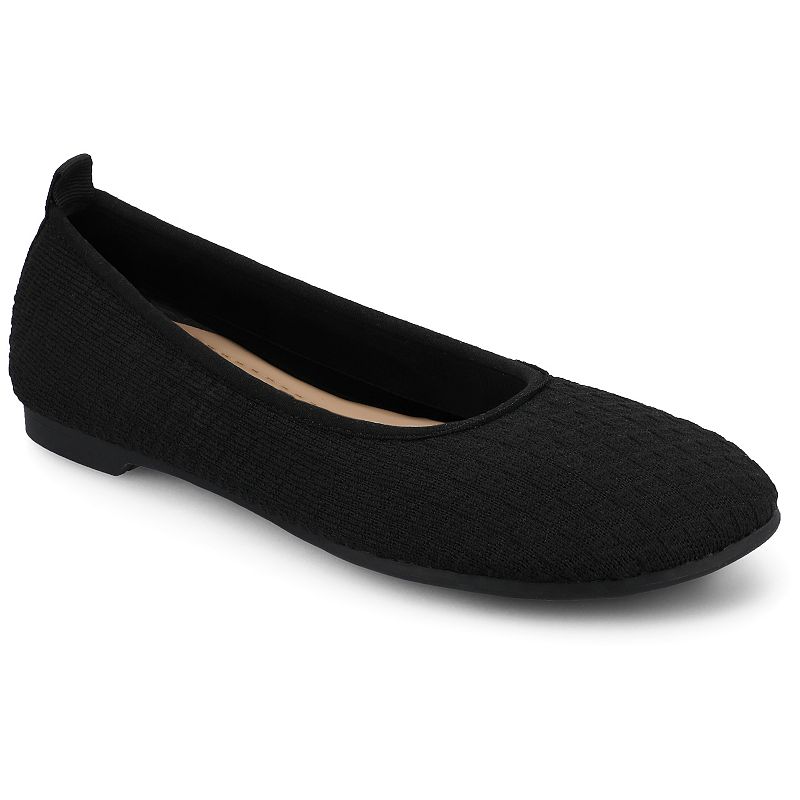Journee Aria Women's Knit Round Toe Flats, Size: 9, Black
