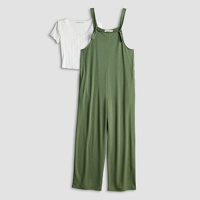 Juniors' Live To Be Spoiled 2-Piece Jumpsuit & T-Shirt Set