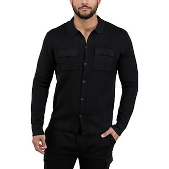 Men's Long Sleeve Botton Down Sweater Shirt With Chest Pockets