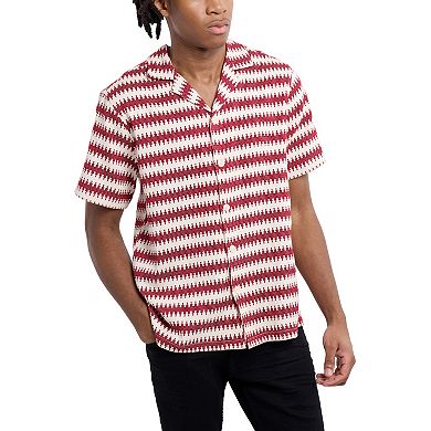 Men's Crochet Camp Collar Short Sleeve Shirt