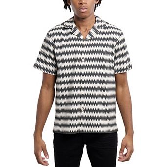 Men's Crochet Camp Collar Short Sleeve Shirt