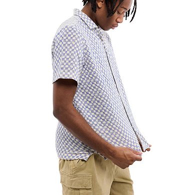 Men's Crochet Camp Collar Short Sleeve Shirt