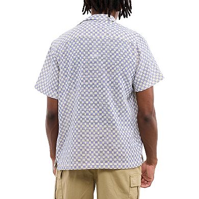 Men's Crochet Camp Collar Short Sleeve Shirt