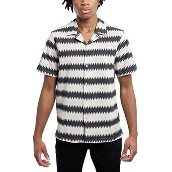 Men's Crochet Camp Collar Short Sleeve Shirt