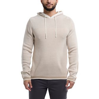 Men's Pullover Ribbed Pattern Block Hoodie Sweater