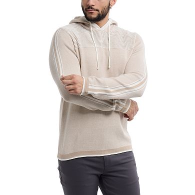 Men's Pullover Ribbed Pattern Block Hoodie Sweater