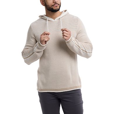 Men's Pullover Ribbed Pattern Block Hoodie Sweater