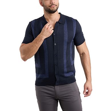 Men's Button Down Short Sleeve Sweater Shirt