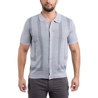 Men's Button Down Short Sleeve Sweater Shirt