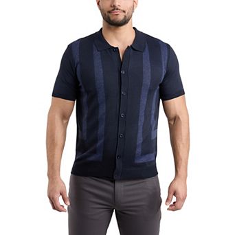 Men's Button Down Short Sleeve Sweater Shirt