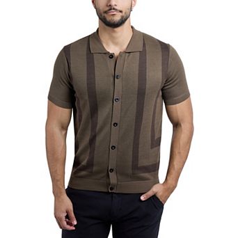 Men's Button Down Short Sleeve Sweater Shirt