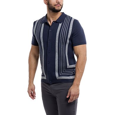Men's Stripe Button Down Sweater Shirt