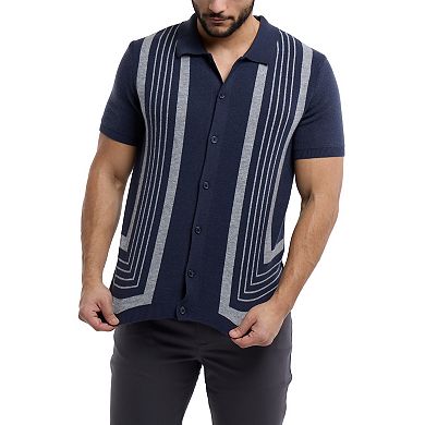 Men's Stripe Button Down Sweater Shirt