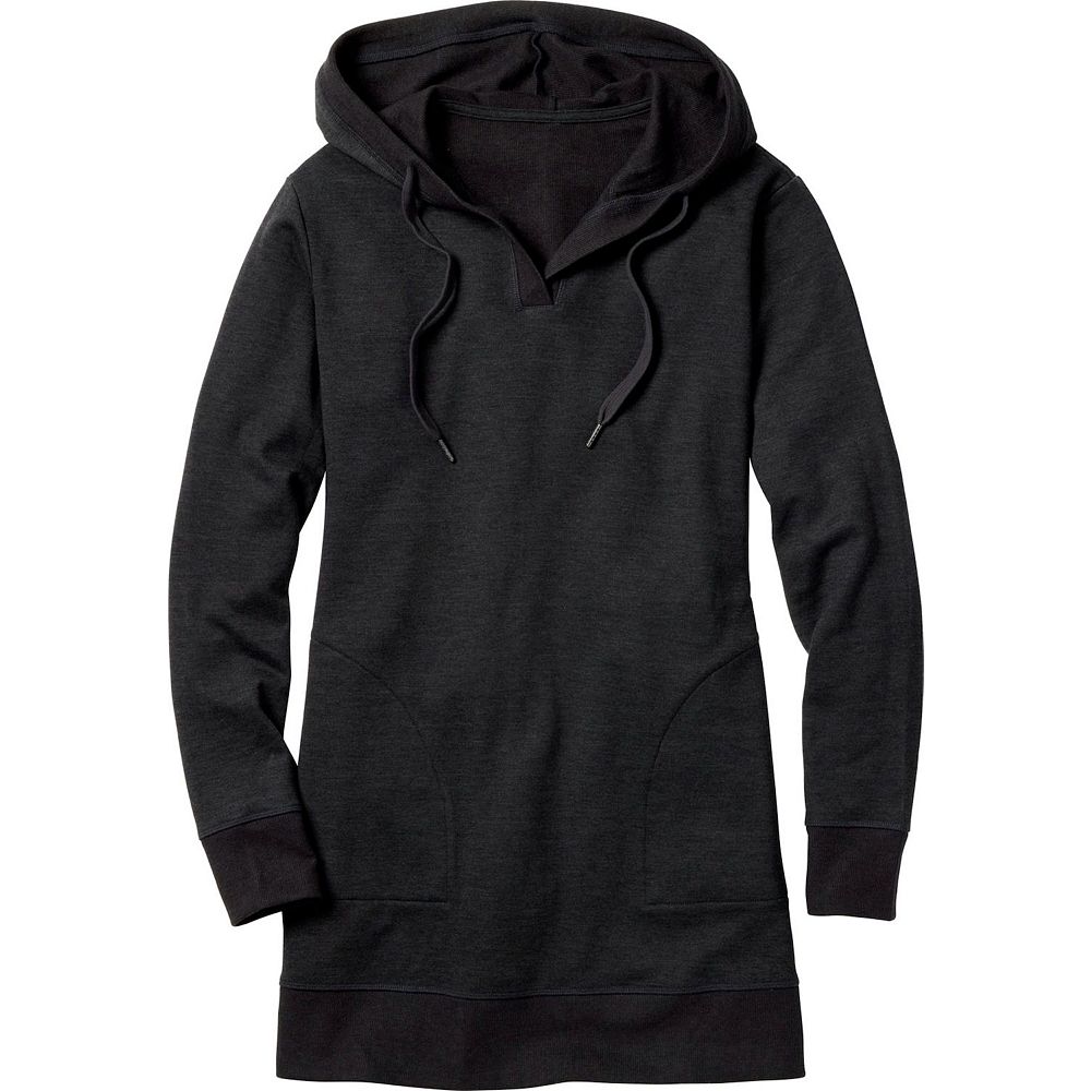 Women's Sweatshirt Dress With Pockets Long Sleeve Hoodie Dress Large Regular Black Polyester Solid Legendary Whitetails