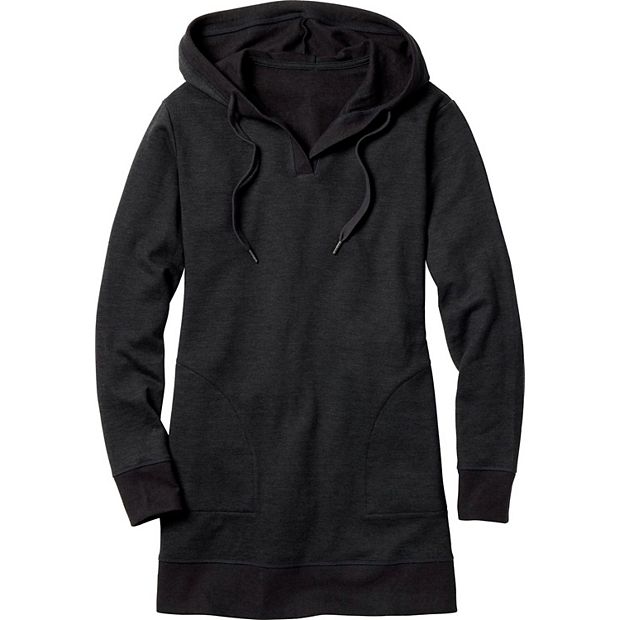 Women's Sweatshirt Dress With Pockets Long Sleeve Hoodie Dress Large Regular Black Polyester Solid Legendary Whitetails
