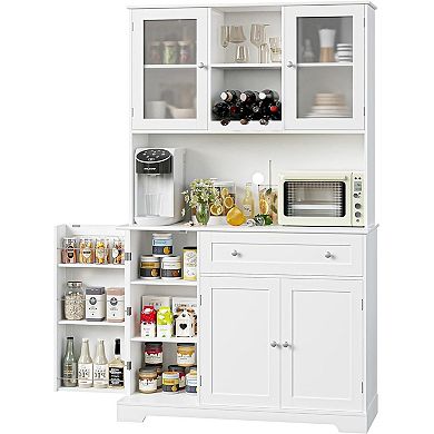 67"H Kitchen Pantry Cabinet with Large Drawers, Freestanding Kitchen Bar Cabinets, Hutch Cabinet