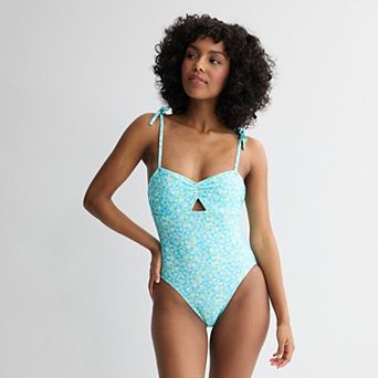 Juniors' Ninety-Nine° Cinched Keyhole One-Piece Swimsuit