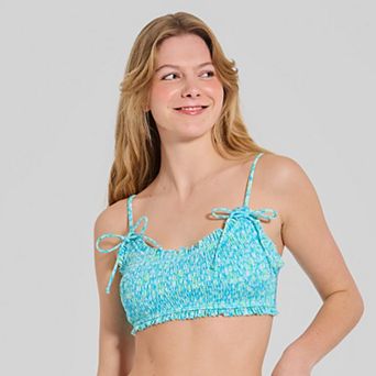Juniors' Ninety-Nine° Smocked Bralette Swim Top
