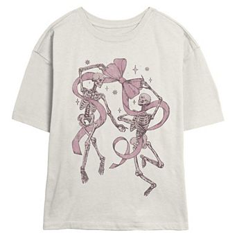 Juniors' Dancing Skeletons Graphic Tee
