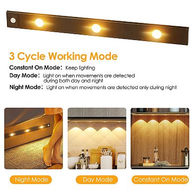 2-Pack Rechargeable Motion Sensor LED Closet Lights Dimmable, 3 Colors for Kitchen Cabinet