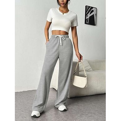Womens Sweat Pants for High Waisted Baggy Sweatpants Casual Drawstring Workout Pants with Pockets