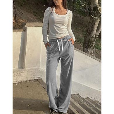 Womens Sweat Pants for High Waisted Baggy Sweatpants Casual Drawstring Workout Pants with Pockets