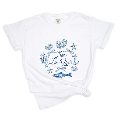 Sea La Vie Collage - Womens Garment Dyed Tee