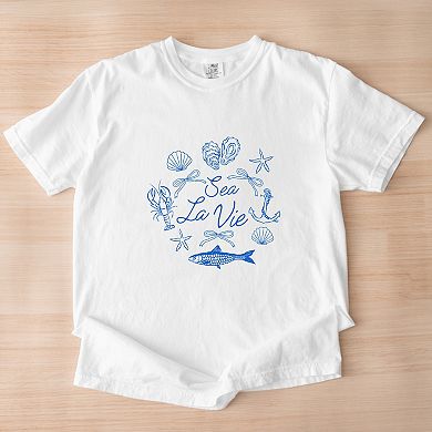 Sea La Vie Collage - Womens Garment Dyed Tee