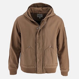 Men's Heritage Stone Washed Canvas Hooded Bomber Jacket
