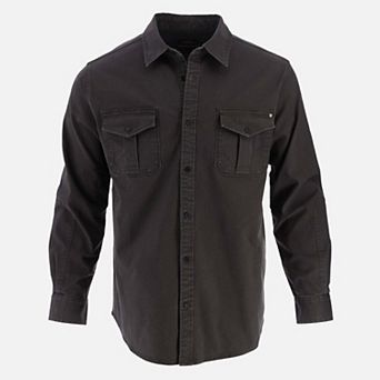 Men's Heavyweight Utility Stretch Long Sleeve Button Up Overshirt