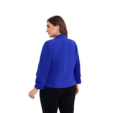 Women's Plus Size Blazer Shrugs Cardigan 3/4 Sleeve Open Front Office Cropped Blazers Jacket