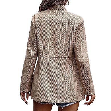 Women's Casual Business Open Front Long Sleeve Notch Lapel Office Blazer Jacket