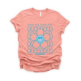 S.W.Smiley Mama Stacked Flower - Women's Short Sleeve Graphic T-Shirt