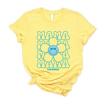 S.W.Smiley Mama Stacked Flower - Women's Short Sleeve Graphic T-Shirt