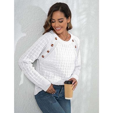 Womens Fall Long Sleeve Casual Crew Neck Dressy Shirt Blouses Pullover Sweaters