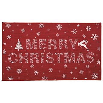Christmas Doormat Merry Christmas Door Mat Snowflakes Non-Slip Indoor Outdoor