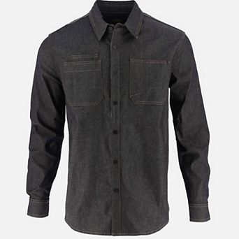 Men's Vintage Stretch Denim Long Sleeve Button Up Shirt